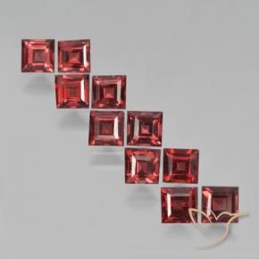 Gemas de granate piropo rojo natural de 3,97 ct, cuadrado, VS