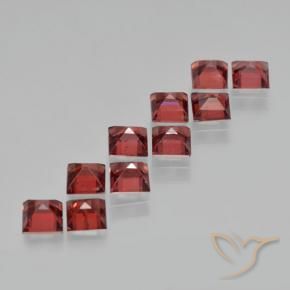 Gemas de granate piropo rojo natural de 3,97 ct, cuadrado, VS