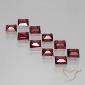 Gemas de Granate piropo Rojo oscuro natural de 3.79 ct, Cuadrado, VS