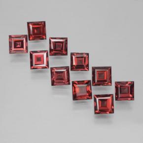 Gemas de granate piropo rojo natural de 4,49 ct, cuadrado, VS
