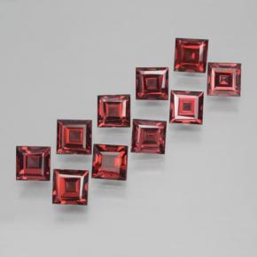 Gemas de granate piropo rojo natural de 4,49 ct, cuadrado, VS