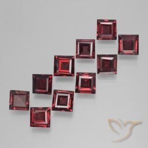 Gemas de Granate piropo Rojo sangre intenso natural de 3.80 ct, Cuadrado, VS