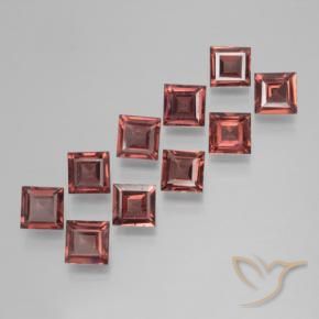 Gemas de Granate piropo Rojo rosado oscuro natural de 3.67 ct, Cuadrado, VS