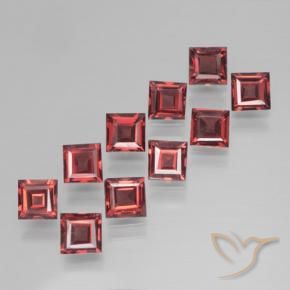Gemas de Granate piropo Rojo medio natural de 3.95 ct, Cuadrado, VS