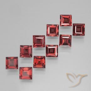 Gemas de Granate piropo Rojo carmesí intenso natural de 4.06 ct, Cuadrado, VS