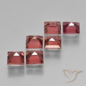 Gemas de Granate piropo Rojo escarlata claro natural de 2.89 ct, Cuadrado, VS