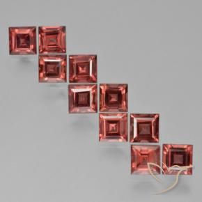 Gemas de Granate piropo Rojo medio natural de 4.48 ct, Cuadrado, VS