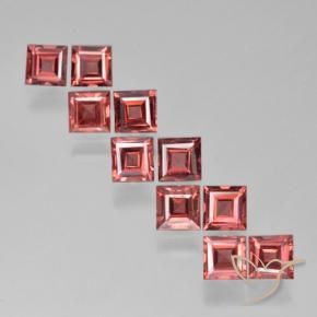 Gemas de Granate piropo Rojo claro natural de 3.77 ct, Cuadrado, VS