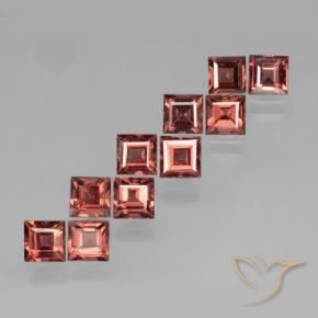 Gemas de Granate piropo Rojo rosado oscuro natural de 4.28 ct, Cuadrado, VS