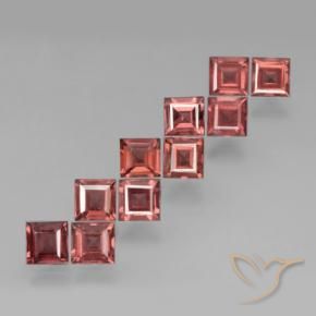 Gemas de Granate piropo Rojo rosado natural de 4.14 ct, Cuadrado, VS