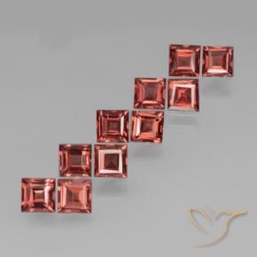 Gemas de Granate piropo Rojo medio natural de 3.85 ct, Cuadrado, VS