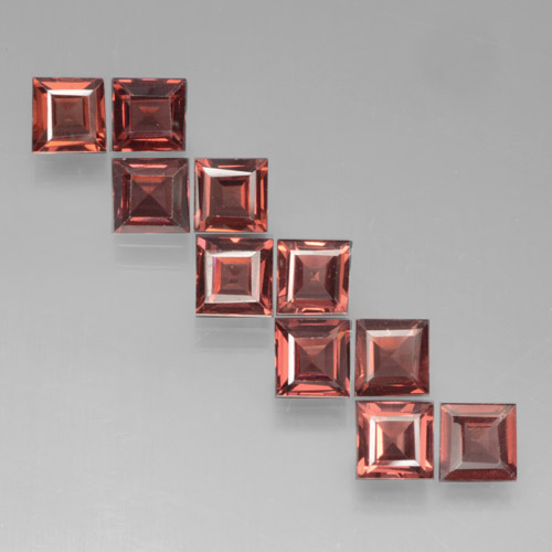 Gemas de granate piropo rojo natural de 3,65 ct, cuadrado, VS