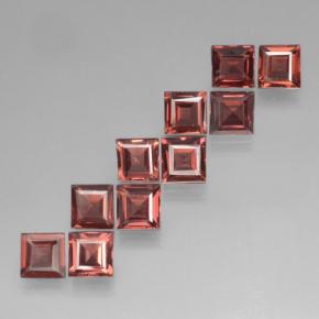 Gemas de granate piropo rojo natural de 3,65 ct, cuadrado, VS