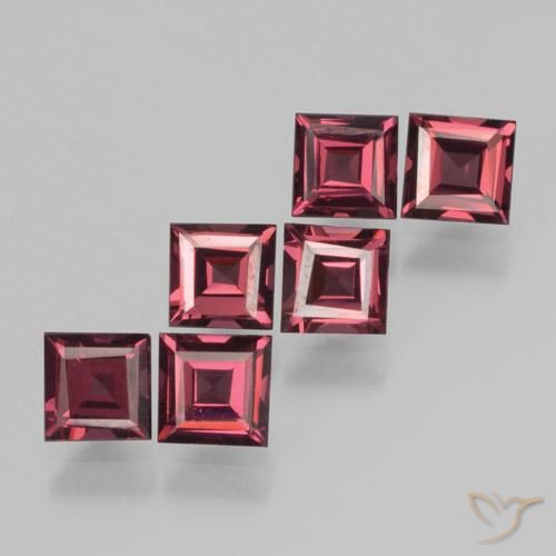Gemas de Granate piropo Rojo frambuesa natural de 2.57 ct, Cuadrado, VS