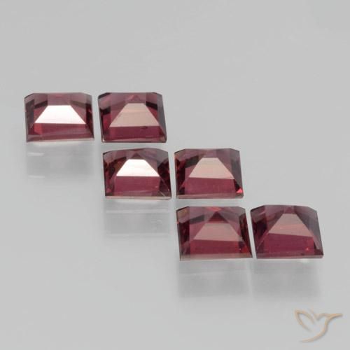 Gemas de Granate piropo Rojo frambuesa natural de 2.57 ct, Cuadrado, VS