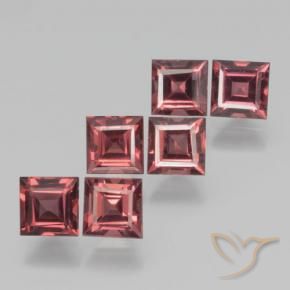 Gemas de Granate piropo Rojo medio natural de 2.92 ct, Cuadrado, VS