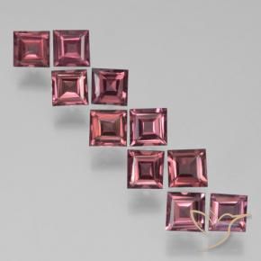 Gemas de Granate piropo Rojo oscuro medio natural de 3.63 ct, Cuadrado, VS