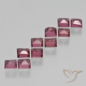 Gemas de Granate piropo Rojo oscuro medio natural de 3.63 ct, Cuadrado, VS