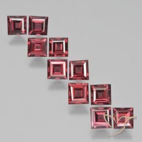 Gemas de Granate piropo Rojo rosado natural de 4.40 ct, Cuadrado, VS