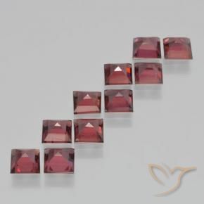 Gemas de Granate piropo Rojo rosado natural de 4.40 ct, Cuadrado, VS