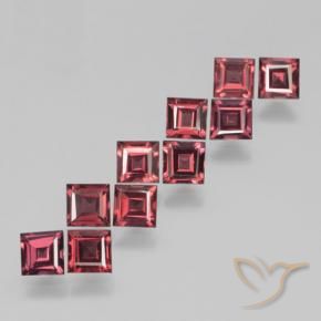 Gemas de Granate piropo Rojo escarlata natural de 4.42 ct, Cuadrado, VS