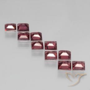 Gemas de Granate piropo Rojo oscuro medio natural de 4.26 ct, Cuadrado, VS