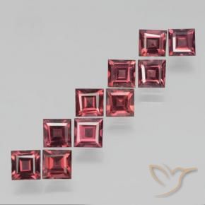 Gemas de Granate piropo Rojo carmesí natural de 4.40 ct, Cuadrado, VS