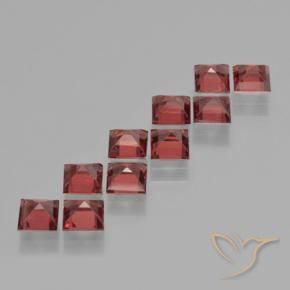 Gemas de Granate piropo Rojo escarlata claro natural de 4.27 ct, Cuadrado, VS