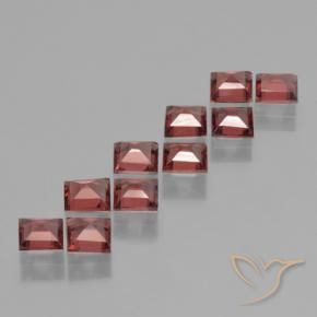 Gemas de Granate piropo Rojo claro natural de 3.36 ct, Cuadrado, VS