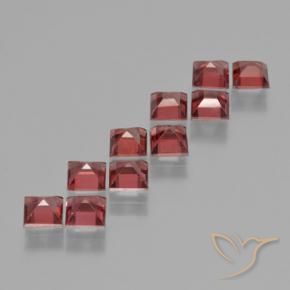 Gemas de Granate piropo Rojo escarlata claro natural de 4.28 ct, Cuadrado, VS