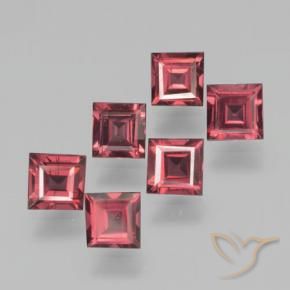 Gemas de Granate piropo Rojo medio natural de 2.55 ct, Cuadrado, VS