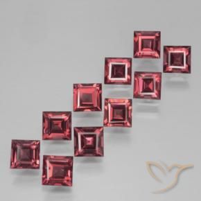 Gemas de Granate piropo Rojo medio natural de 4.68 ct, Cuadrado, VS
