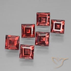 Gemas de Granate piropo Rojo escarlata intenso natural de 2.87 ct, Cuadrado, VS