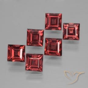 Gemas de Granate piropo Rojo escarlata intenso natural de 2.80 ct, Cuadrado, VS