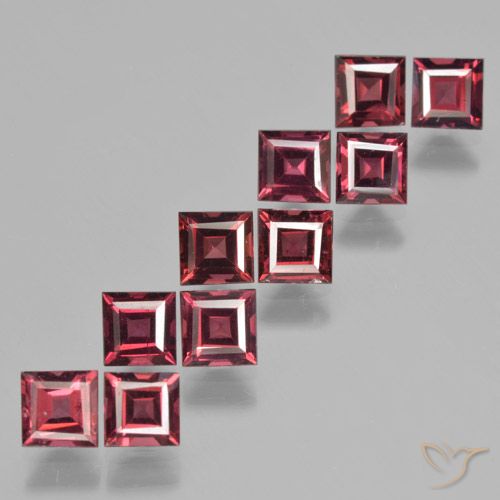 Gemas de Granate Piropo Rojo medio natural de 4.79 ct, Cuadrado, VS