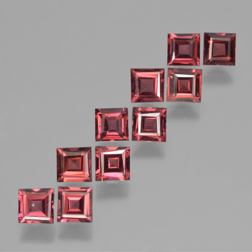Gemas de granate piropo rojo natural de 4,19 ct, cuadrado, VS