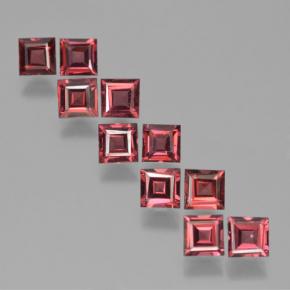 Gemas de granate piropo rojo natural de 4,19 ct, cuadrado, VS