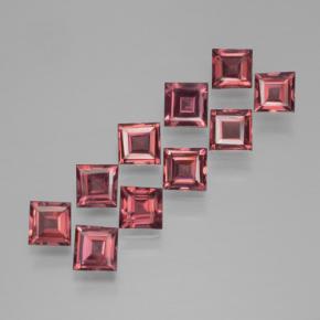 Gemas de granate piropo rojo natural de 3,44 ct, cuadrado, VS