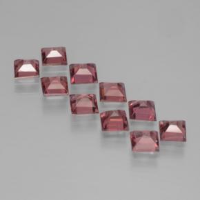 Gemas de granate piropo rojo natural de 3,44 ct, cuadrado, VS