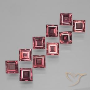 Gemas de granate piropo rojo natural de 4,13 ct, cuadrado, VS