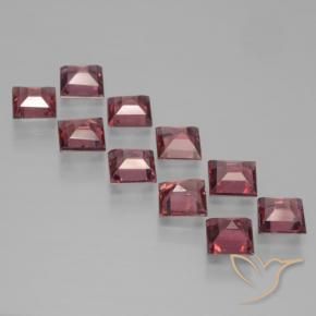Gemas de Granate piropo Rojo oscuro medio natural de 4.04 ct, Cuadrado, VS
