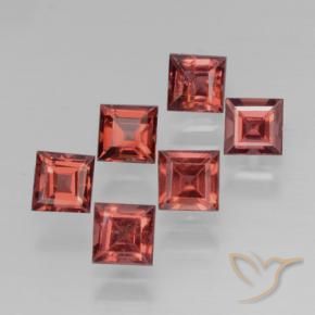 Gemas de Granate piropo Rojo rosado oscuro natural de 2.64 ct, Cuadrado, VS
