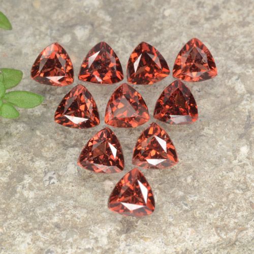 Gemas de granate piropo rojo natural de 2,82 ct, trillón, VS
