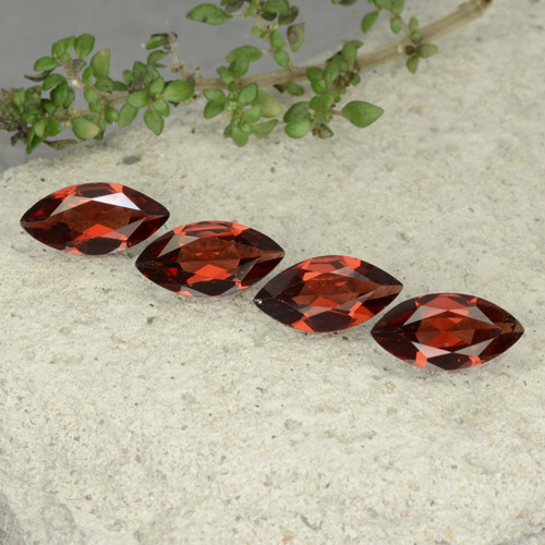 Gemas de granate piropo rojo intenso natural de 4,30 ct, marquesa, VS