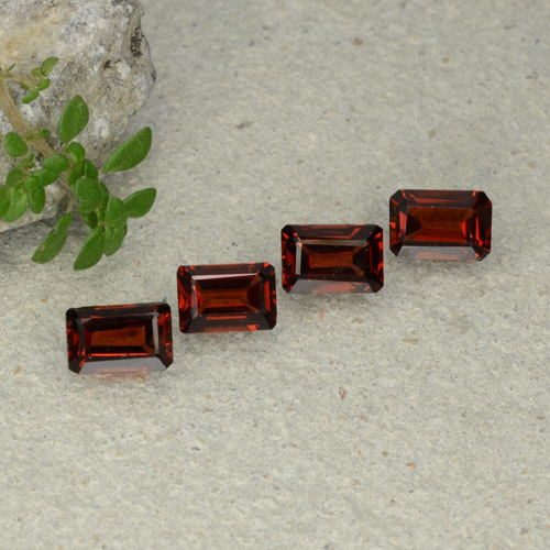 Gemas de granate piropo rojo natural de 2,58 ct, corte esmeralda, VS
