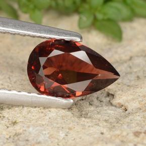 Granate Piropo Rojo merlot natural de 0.87 ct, En forma de pera, VVS-VS