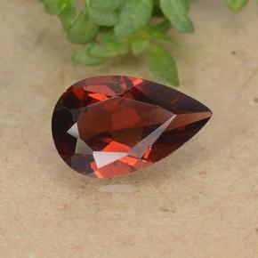 Granate piropo rojo natural de 0,86 ct, en forma de pera, VVS-VS