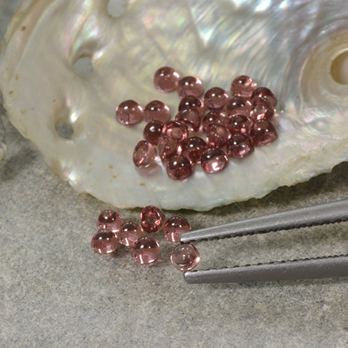 Gemas de granate piropo rojo natural de 2,01 ct, corte redondo, transparente