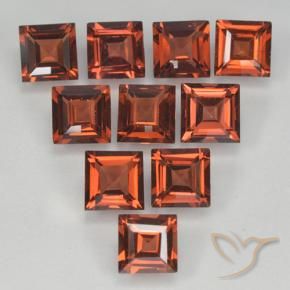 Gemas de Granate piropo Rojo medio natural de 3.84 ct, Cuadrado, VVS-VS
