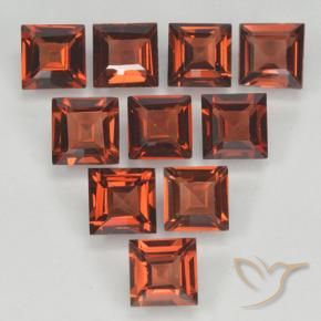 Gemas de Granate piropo Rojo medio natural de 3.84 ct, Cuadrado, VVS-VS